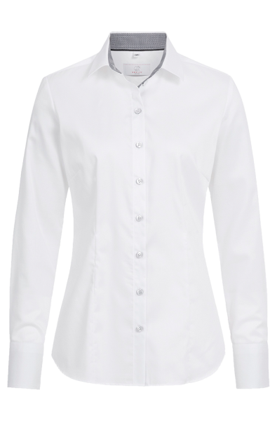 Women´s blouse, premium, regular, longsleeve, white/grey