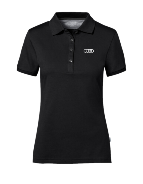 Damen Polo Cotton Tec, schwarz