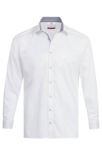Hemd, Premium, regular, langarm, weiß/grau