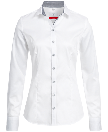 Bluse, Premium, slimfit, LA, weiß/grau