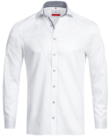 Hemd Premium slimfit langarm, weiß/grau