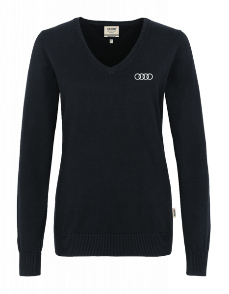 Damen V-Pullover, schwarz