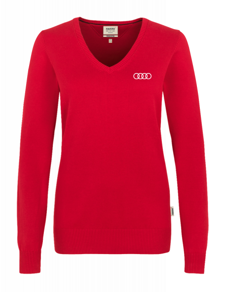 Damen V-Pullover, rot